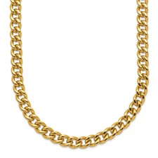 STAINLESS STEEL GOLD PLATED CURB CHAIN NECKLACE