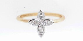 Yellow Gold Diamond Cross Ring