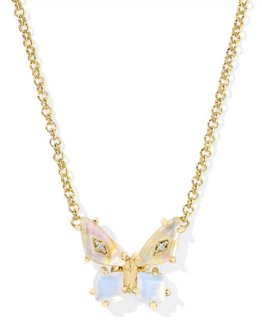 KENDRA SCOTT GOLD PLATED IRIDESCENT BUTTERFLY NECKLACE