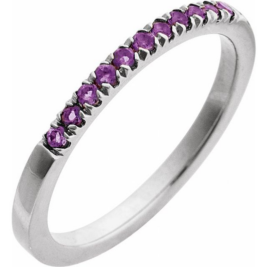 STERLING SILVER STACKABLE RING (AMETHYST FEBRUARY BIRTHSTONE)