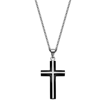 Men's SteelX 24" Black Cross Necklace
