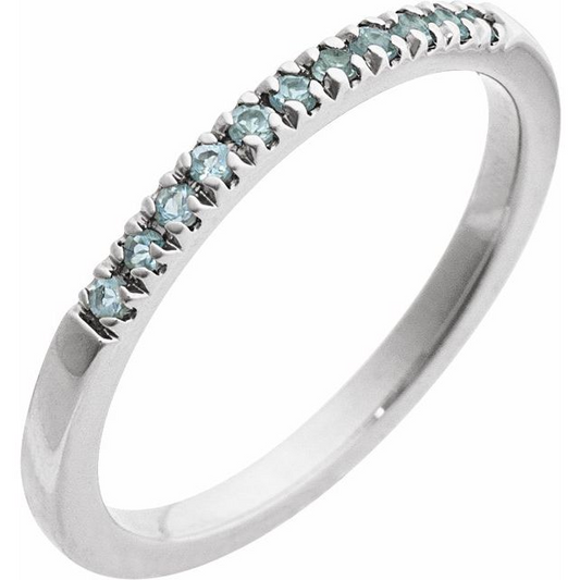 STERLING SILVER STACKABLE RING (AQUAMARINE MARCH BIRTHSTONE)
