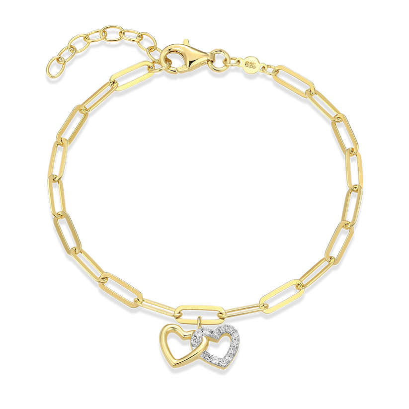 GOLD PLATED DOUBLE HEART CHARM BRACELET