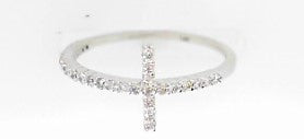 White Gold Diamond Cross Ring