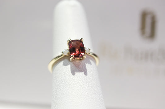 Pink Tourmaline and Opal Ring