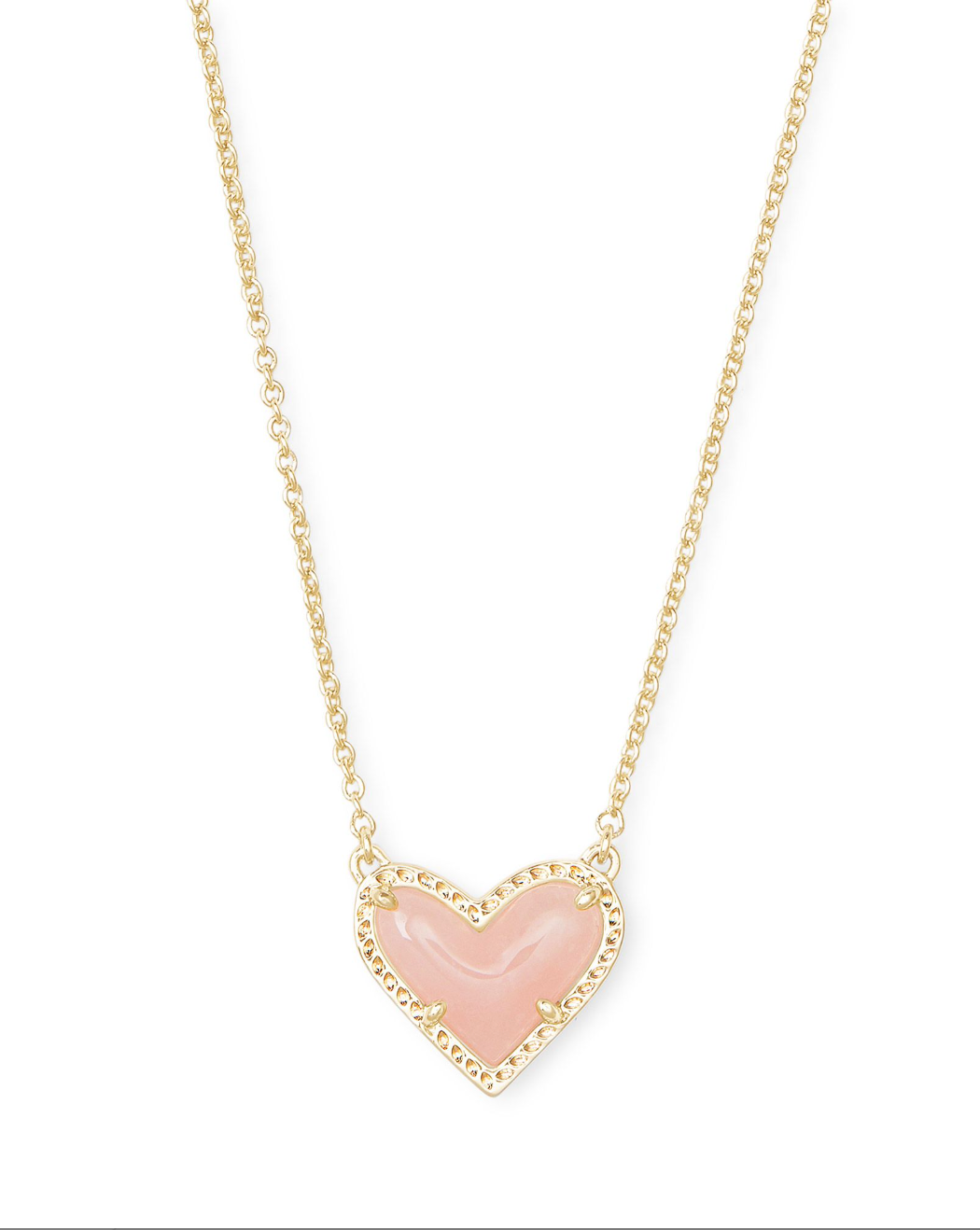 Kendra Scott Gold Plated Light Pink Heart Necklace