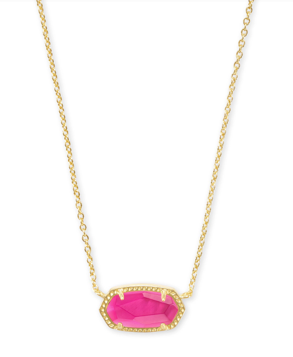 KENDRA SCOTT GOLD PLATED ELISA NECKLACE WITH PINK CRYSTAL