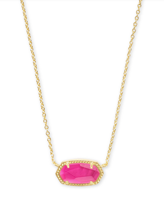 KENDRA SCOTT GOLD PLATED ELISA NECKLACE WITH PINK CRYSTAL