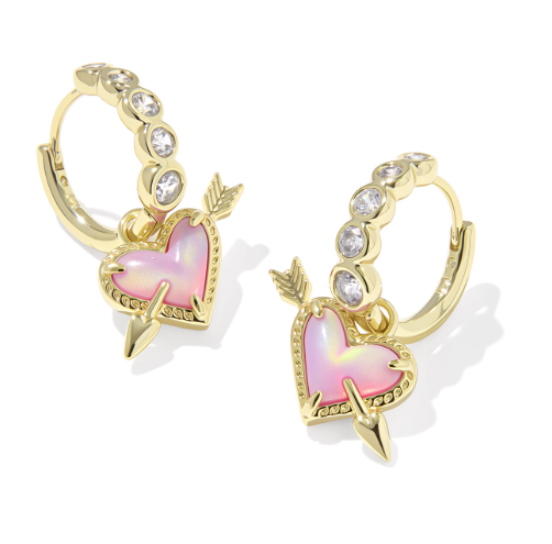 KENDRA SCOTT GOLD PLATED HEART AND ARROW HOOP EARRINGS