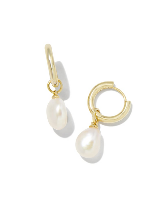 Kendra Scott Gold Plated Hoop Earring With Pearl Dangle