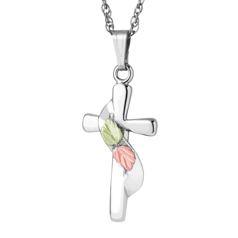 STERLING SILVER & BLACK HILLS GOLD CROSS NECKLACE