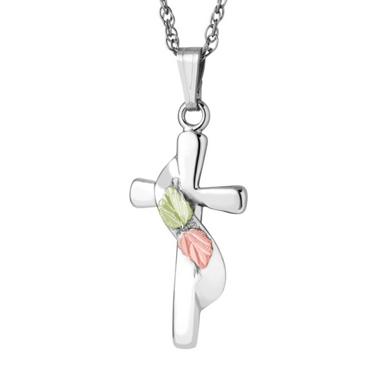STERLING SILVER & BLACK HILLS GOLD CROSS NECKLACE