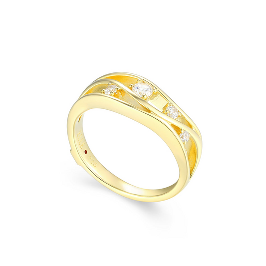 STERLING SILVER GOLD PLATED FASHION RING W/ CZ'S