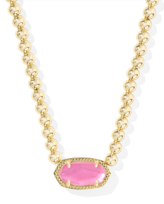 KENDRA SCOTT GOLD PLATED NECKLACE WITH PINK CRYSTAL