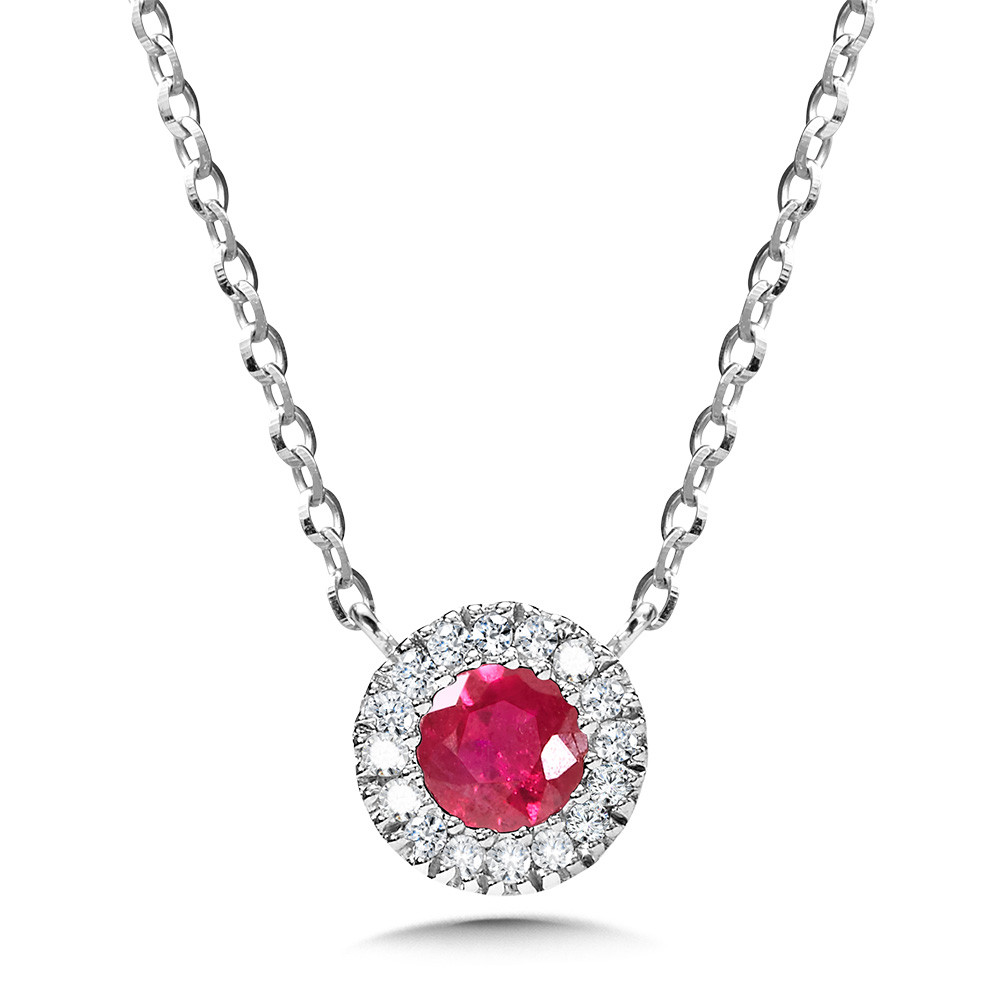 14kt White Gold Diamond and Ruby Necklace