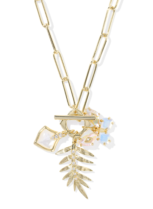 KENDRA SCOTT GOLD PLATED BUTTERFLY SPRING IRIDESCENT CHARM NECKLACE