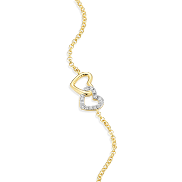 GOLD PLATED STERLING SILVER DOUBLE HEART BRACELET