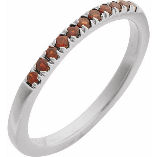 STERLING SILVER STACKABLE RING (GARNET JANUARY BIRTHSTONE)