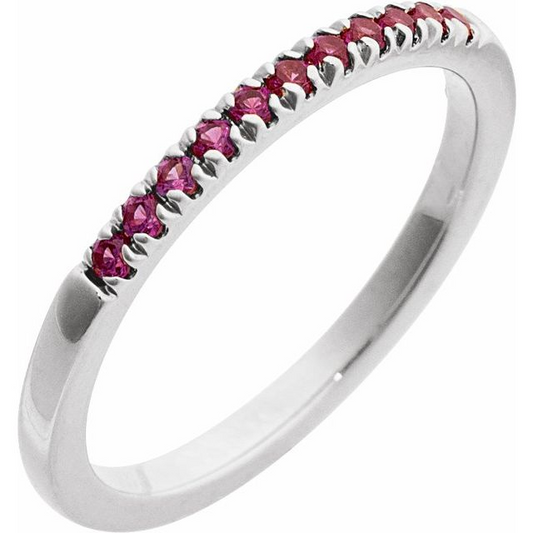 STERLING SILVER STACKABLE RING (LAB-GROWN RUBIES JULY BIRTHSTONE)
