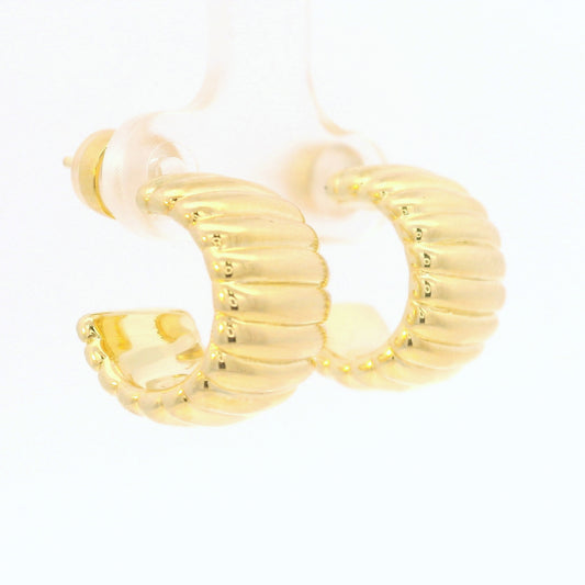 STERLING SILVER GOLD PLATED RIBBED WIDE HOOPS