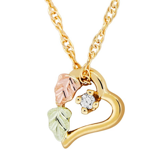 BLACK HILLS GOLD PENDANT ON GOLD FILLED CHAIN W/ LIGHT BROWN DIAMOND ACCENT