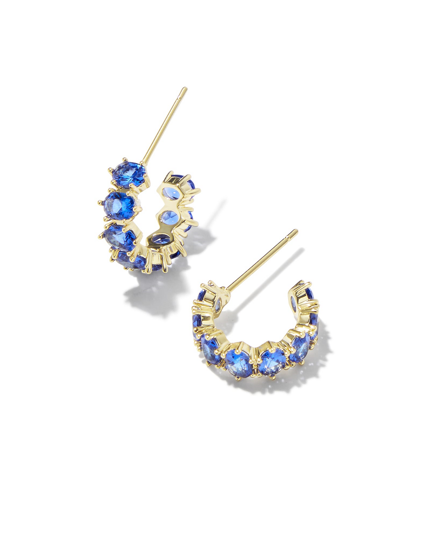 Kendra Scott Gold Plated Blue Crystal Hoop Earrings (September Birthstone Crystal)