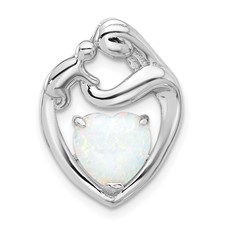 SS MOTHER & CHILD W/ OPAL PENDANT SLIDE (CHAIN NOT INCLUDED)